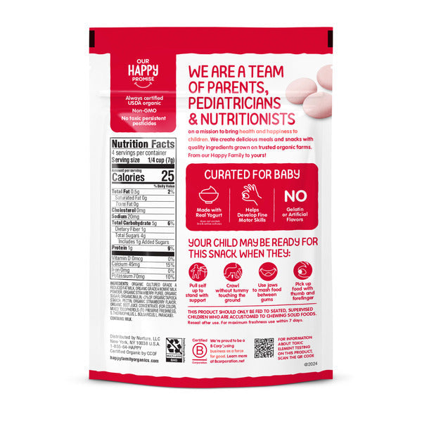 Happy Baby Organics Organics Organic Yogis Freeze-Dried Yogurt & Fruit Snacks Strawberry 1 oz UNIT